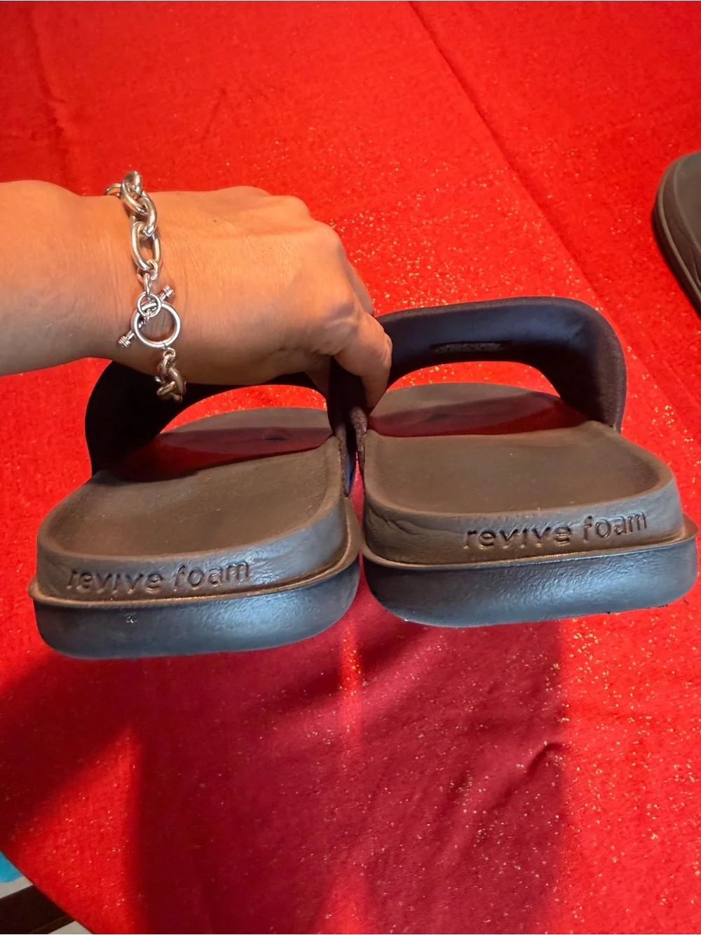 👉🏼LIKE NEW👈🏼 Detroit Lions Offcourt Blue & Black Slide Sandals